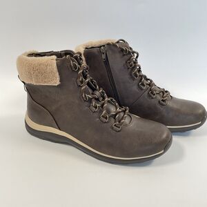 BareTraps YANTY Ankle Boots Women’s Faux Fur Lace Up Zip Brown Size 11 M